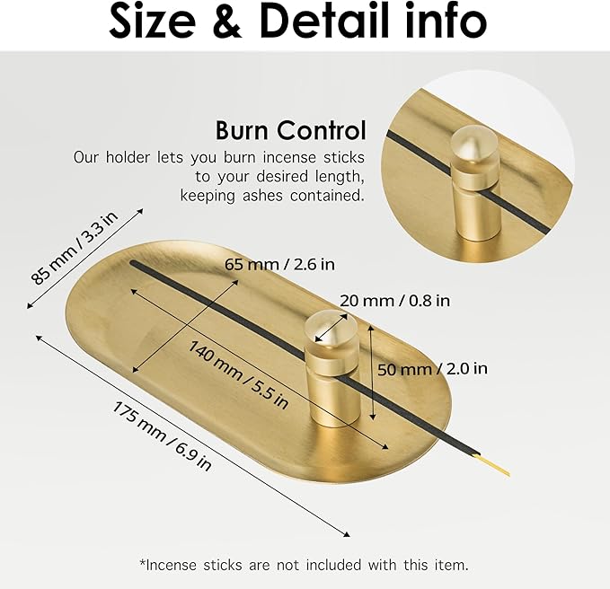 Brass Incense Holder with Tray Set – Zen Meditation Incense Stick Holder, Decorative Copper Incense Burner for Sticks, Elegant Spiritual and Aesthetic Home Decor for Gift Woman - Bloomnest