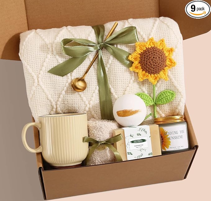 Self Care Gifts for Women Birthday Gift Basket, Sending Sunshine Care Package Get Well Soon Spa Gift Basket, Thinking of You Christmas Birthday Gifts for Women Mom Best Friend Wife Her - Bloomnest