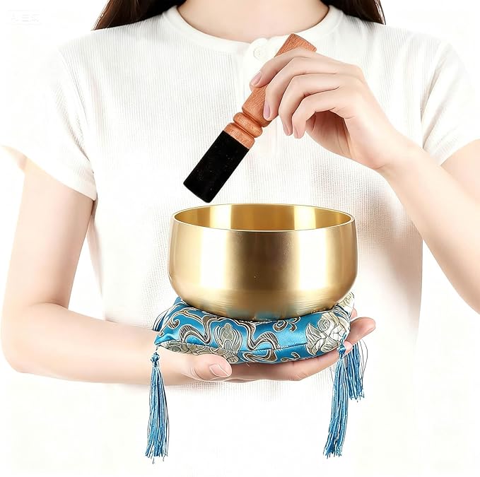 Large Tibetan Singing Bowl Set - 6" Handcrafted Meditation Sound Bowl for Yoga, Mindfulness, Chakra Healing & Stress Relief | Complete Kit with Cushion & Mallet | Spiritual Gifts for Beginners 6 Inch Lemofuta