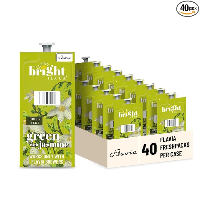Flavia Bright Tea Co. Green Tea With Jasmine Freshpacks works only with Flavia Brewers (Case of 40) - Bloomnest