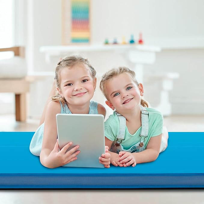 Giantex 4' x 4' Folding Gymnastics Mat with Carry Handles, Bio-Folding Tumbling Mat for Kids & Cheerleading - Bloomnest