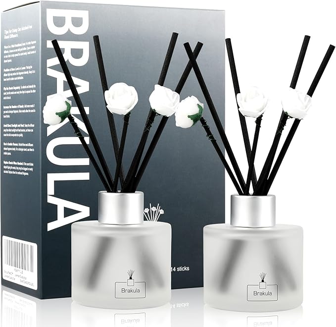 Brakula 2 Pack Reed Diffuser Set, Lemon Verbena Scented, Home Fragrance with 14 Sticks Bathroom Decor, Reed diffusers for Home 6.76 fl oz (Lemon Verbena) - Bloomnest