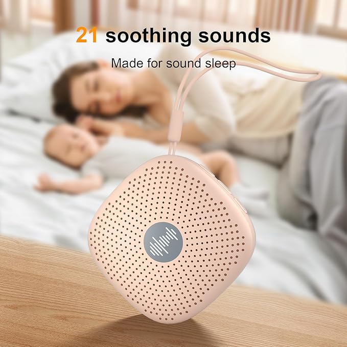 White Noise Machine,Portable Sound Machine for Baby Adult,21Soothing Sound,Auto-Off Timer,Noise Canceling for Office & Sleeping, Compact Size for Home,Travel,Registry Gift,Peach - Bloomnest