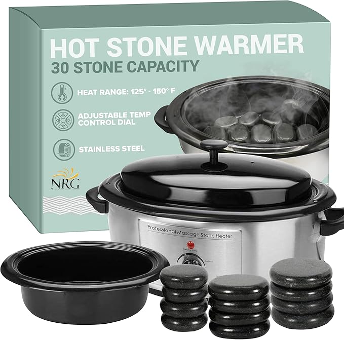 NRG Professional Hot Stone Warmer for Massage Therapy, 6 Quart - Hot Stone Heater Hot Stones Warmer Massage Stone Heater Massage Stone Warmer Massage Accessories - Adjustable Temperature Control - Bloomnest