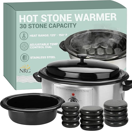 NRG Professional Hot Stone Warmer for Massage Therapy, 6 Quart - Hot Stone Heater Hot Stones Warmer Massage Stone Heater Massage Stone Warmer Massage Accessories - Adjustable Temperature Control - Bloomnest