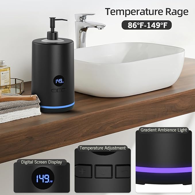 Lotion Warmer, Yofuly Portable Oil Warmer for Massage, Heated Lotion Dispenser Device with Gua Sha Roller Kit, Electric Massage Oil Digital Heater for Home and Salon Use, Black - Bloomnest
