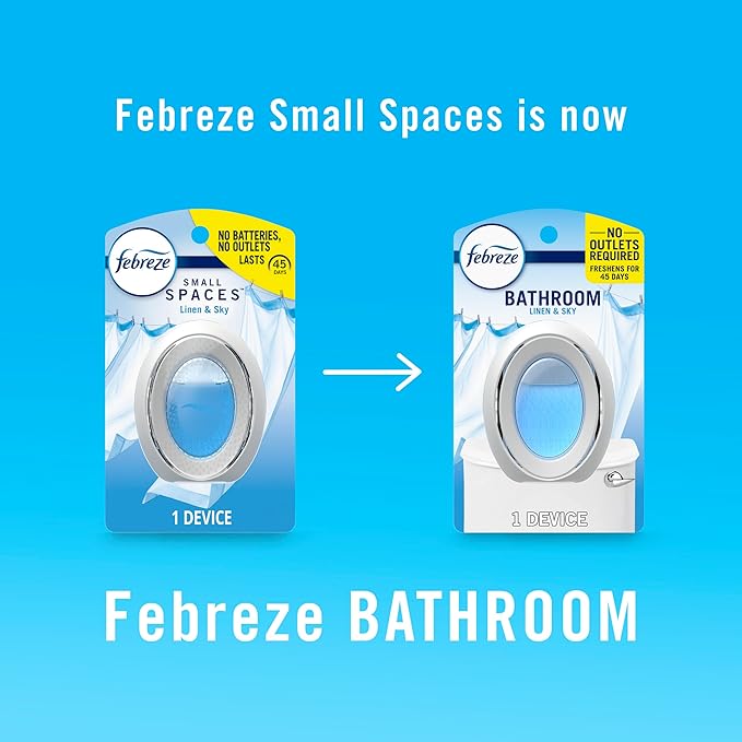 Febreze Bathroom Air Freshener, Odor-Fighting, Plug In Alternative, Air Fresheners for Home and Bathroom and Kitchen, Closet Air Fresheners, Linen & Sky Scent, 4 Count - Bloomnest