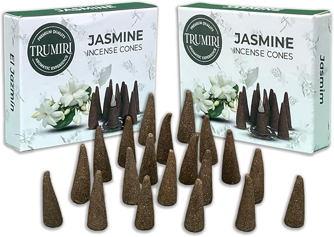 TRUMIRI Jasmine Incense Cones - Total 20 Cone Incense - Dual Pack of 10 Insence Cones - Incense Cones Scented - Cone Incense Scents - Insense Cones - Incent Cone TRUMIRI