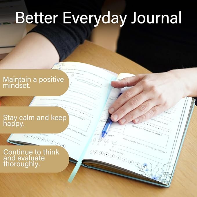 Gratitude Journal for Women & Men – Daily Mindfulness Journal with Positivity Tracker, Happiness Exercises, and Guided Reflective Writing – Self-Care Journal for Personal Growth (Blue) CreinLynh