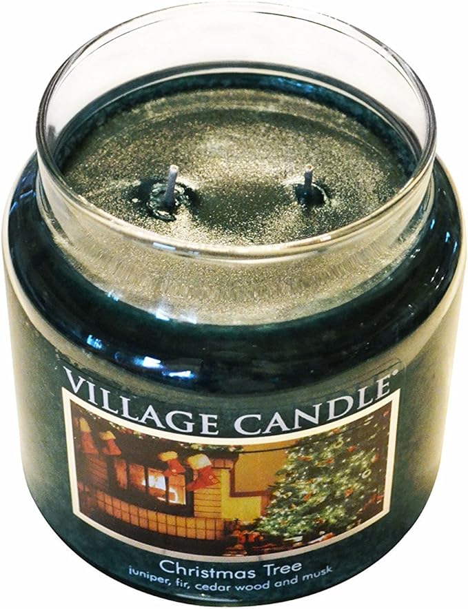 Village Candle Christmas Tree Large Glass Apothecary Jar Scented Candle, (26oz), Green - Bloomnest