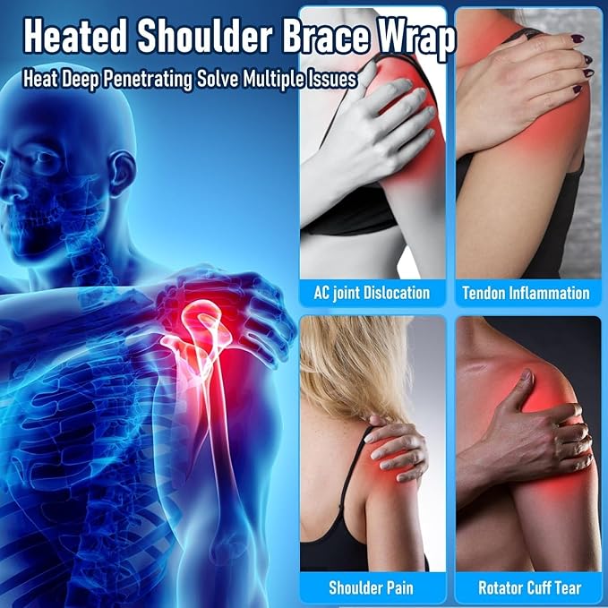 Shoulder-Heating-Pad-Heated-Wrap - 3 Heat Levels Heating Pad for Shoulder Pain for Men Women Frozen Shoulder Pain Relief - Bloomnest