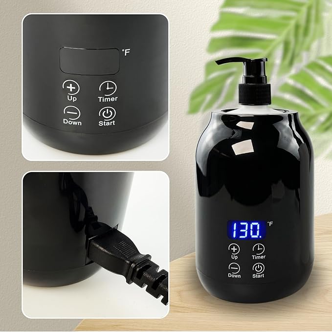Flylin Massage Oil Warmer, Temperature Control Lotion Bottle Warmer Heater with Two Oil Bottle, Smart Touch Key Digital Massage Oil Heater for SPA/Salon/Barber Shops/Home - Bloomnest