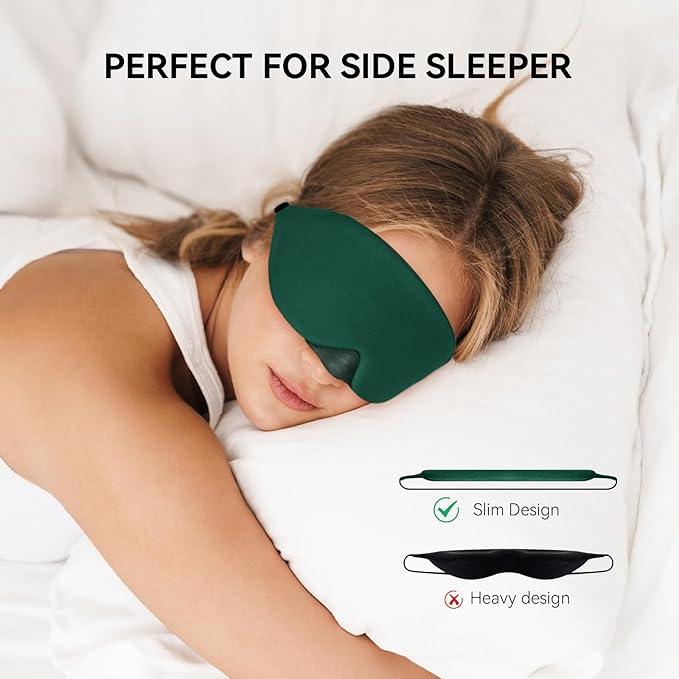 Mavogel Cotton Sleep Eye Mask - Breathable Light Blocking Sleep Mask, Soft Comfortable Night Eye Mask for Men Women, Eye Cover for Travel/Sleeping/Shift Work, Includes Travel Pouch (Green) - Bloomnest