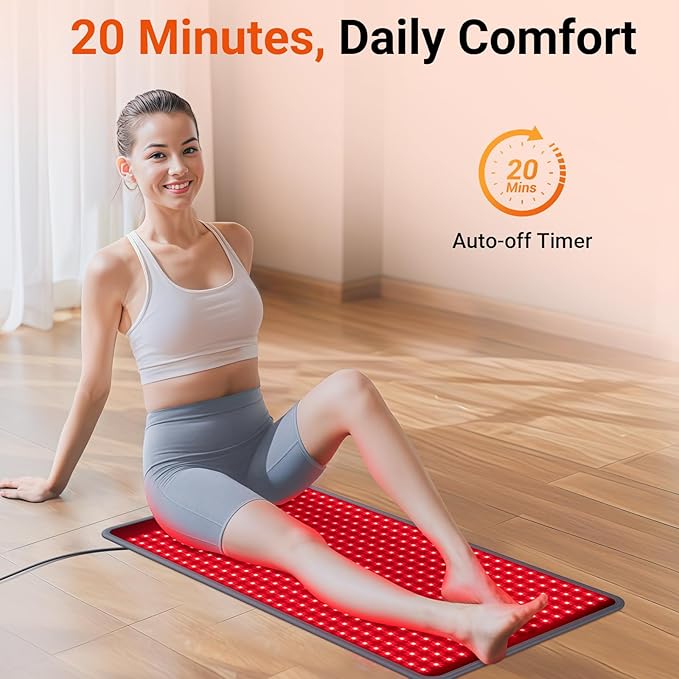 Comfytemp 33'' x 17'' Red Light Therapy Mat for Body, 480 LEDs Flexible Near Infrared Light Therapy Pad, 660nm & 850nm Light Blanket for Back Belly Knee Joints Muscle, 65W Comfytemp