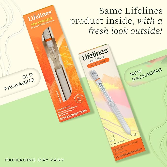 Lifelines Pen Diffuser, Citrus Grove - 1mm Black Ballpoint Pen with Scented Essential Oil Blends – Aromatherapy Diffuser & Sensory Immersion Diffuse Aroma As You Write - Bloomnest