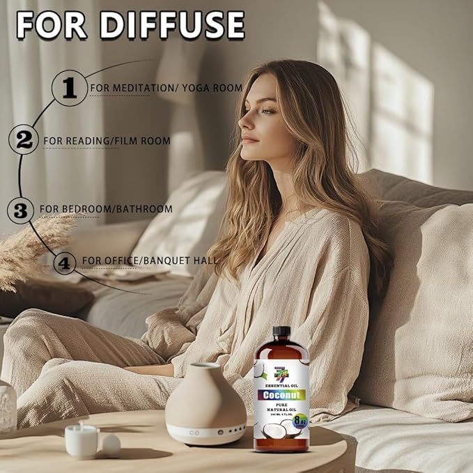 Coconut Essential Oil (8 oz/240 ml) — Coconut Oils for Aromatherapy, diffusers, humidifiers, Home fragrances, DIY Skin Care, Soap Making, DIY Candle, Yoga, and Meditation - Bloomnest