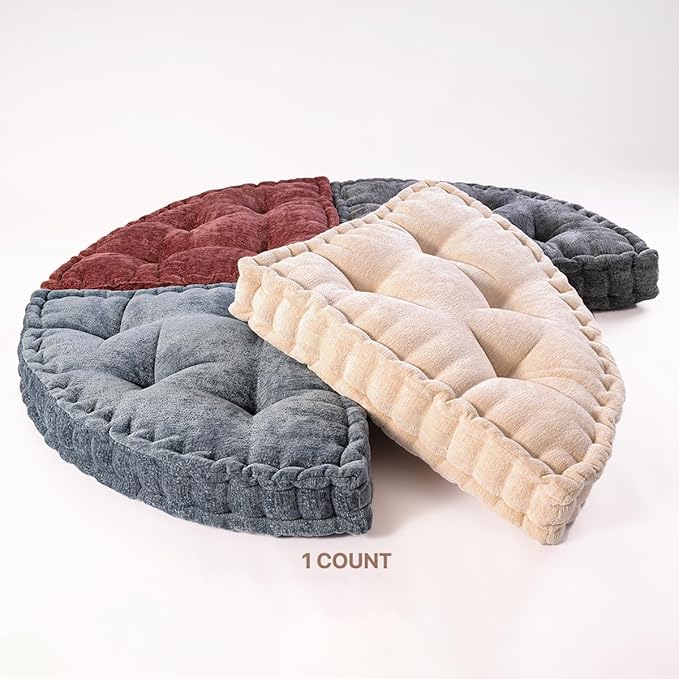 Fan-Shaped Floor Cushion Fan Floor Pillow, Meditation Cushion for Sitting or Yoga, Pizza Cushions Thick Outdoor Seating for Kids for Adults 20"*20" - Bloomnest