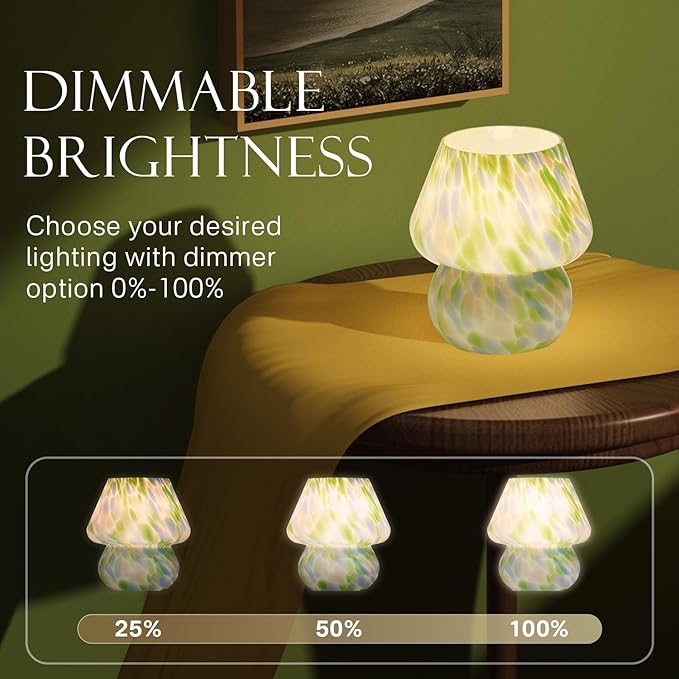 Mushroom Lamp Table Lamp for Bedroom,Small Desk Bedside Lamps for Living Room,Mushroom Decor Cute Mini Modern Mid Century Lamps for Night Stands,Aesthetic Home Living Room Decor(Green) - Bloomnest