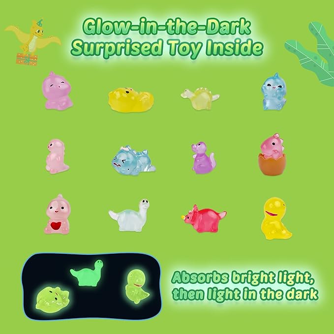 Bath Bombs for Kids, 12 Pcs Bath Bombs with Glow in The Dark Dinosura Surprise Inside, Handmade Organic Bubble Bath Ball Gift Set for Boys and Girls, Gift for Birthday Christmas Easter - Bloomnest