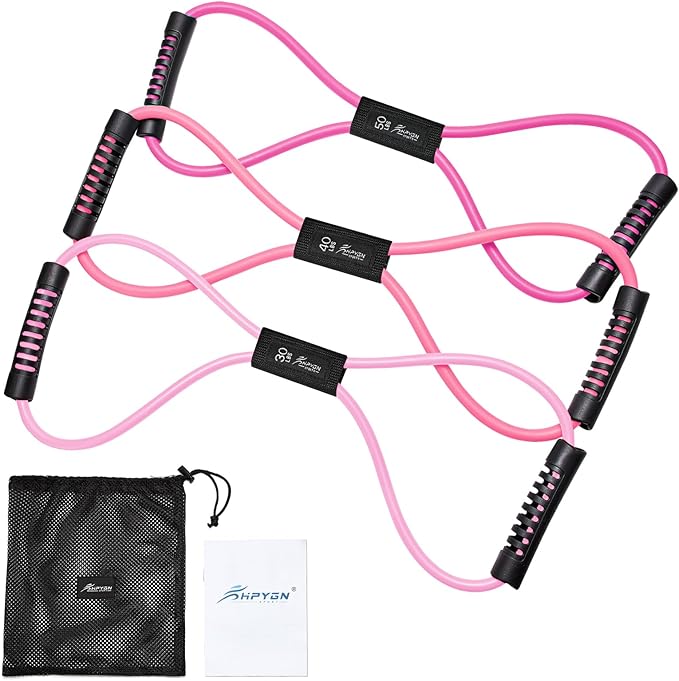 HPYGN Resistance Bands, Figure 8 Exercise Bands for Women Men, 8 Shaped Resistance Bands for Arms, Chest Expander, Yoga Gym Fitness Pulling Rope 8 Word Elastic for Exercise Muscle Training Tubing - Bloomnest