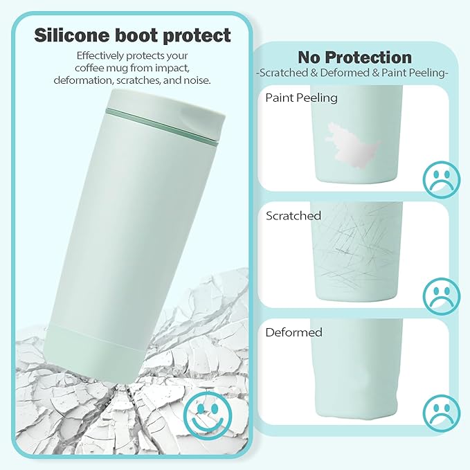 2pcs Silicone Boot for Owala SmoothSip Slider Coffee Tumbler 20oz 12oz, Anti-Slip Sleeve for Travel Coffee Mug, Protective Accessories for Owala BPA Free (Blue Agave) Kaitiaki