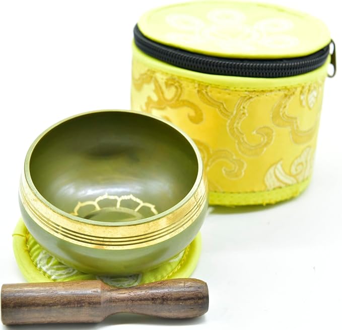 GK&CO. 3 Inch Yellow Color Chakra Tibetan singing bowls set, choose your favorite chakra bowl, improve your chakra meditation practice (Solar Plexus) - Bloomnest