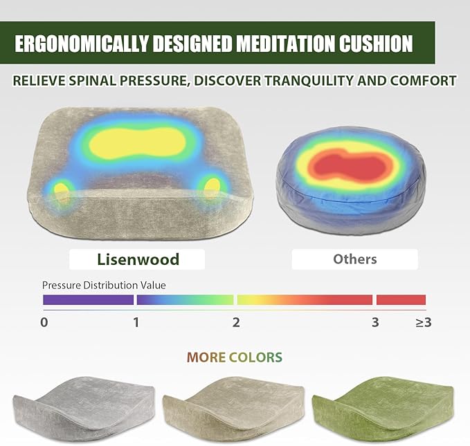 Meditation Cushion - Floor Pillow, Enlarge High Density Extremely Firm, Large Big Foam Floor Cushion Seating for Adults - Premium Yoga Pillows for Adults Gifts for Women, Men Khaki - Bloomnest