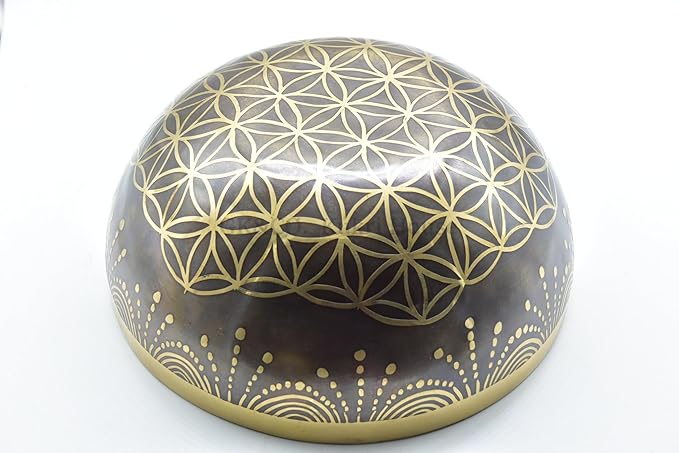 10 Inch Fine Etching Handmade Singing Bowl Yoga Meditation, with cushions and Mallet, Real Sandmade Singing Bowl from Nepal, healing bowls - Bloomnest