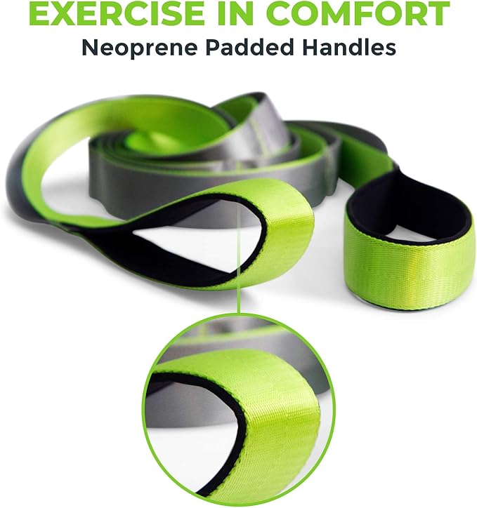 Gradient Fitness Stretching Strap for Physical Therapy, 12 Multi-Loop Stretch Strap 1.5" W x 8' L, Neoprene Handles, Physical Therapy Equipment, Yoga Straps for Stretching, Leg Stretcher. - Bloomnest