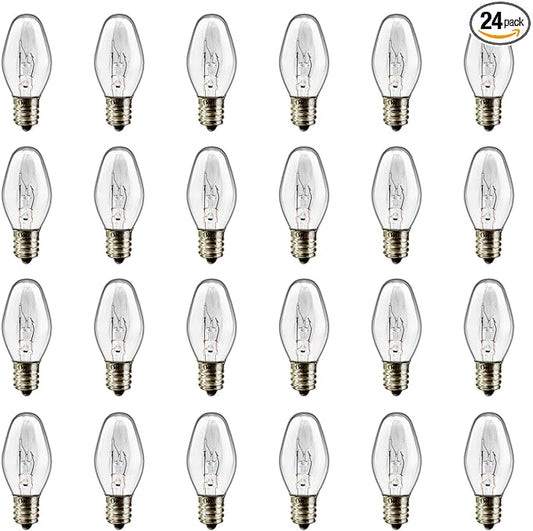 Salt Lamp Bulbs, 15 Watt Night Light - C7 Replacement Bulbs for Scentsy Wax Warmer, Dimmable Scentsy Light Bulbs for Household Salt Lamps, 24 Packs - Bloomnest