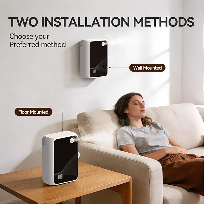 Waterless Essential Oil Diffuser-500ml Large Capacity,Smart App Control,Timer Function,Low Noise for Large Room up to 2000 sq.ft,for Home,Office,Hotel,Black-White Combo - Bloomnest