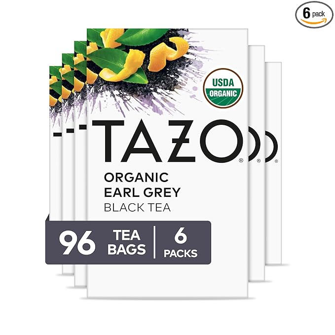 TAZO Organic Earl Grey for Health and Wellness, High Caffeine and Bold Flavor, 16 Count (Pack of 6) - Bloomnest