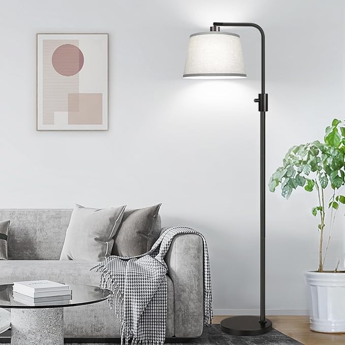 【Upgraded】 Dimmable Floor Lamp, 1000 Lumens LED Edison Bulb Included, Arc Floor Lamps for Living Room Modern Standing Lamp with Gray Shade, Tall Lamps for Living Room Bedroom Office Dining Room - Bloomnest