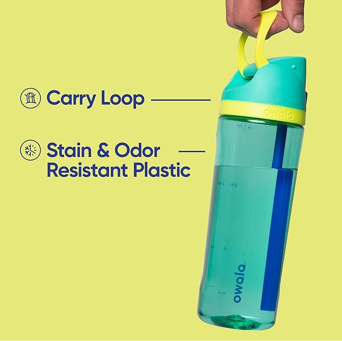Owala FreeSip Clear Water Bottle with Straw for Sports and Travel, BPA-Free, 25-Ounce, Very, Very Dark Owala