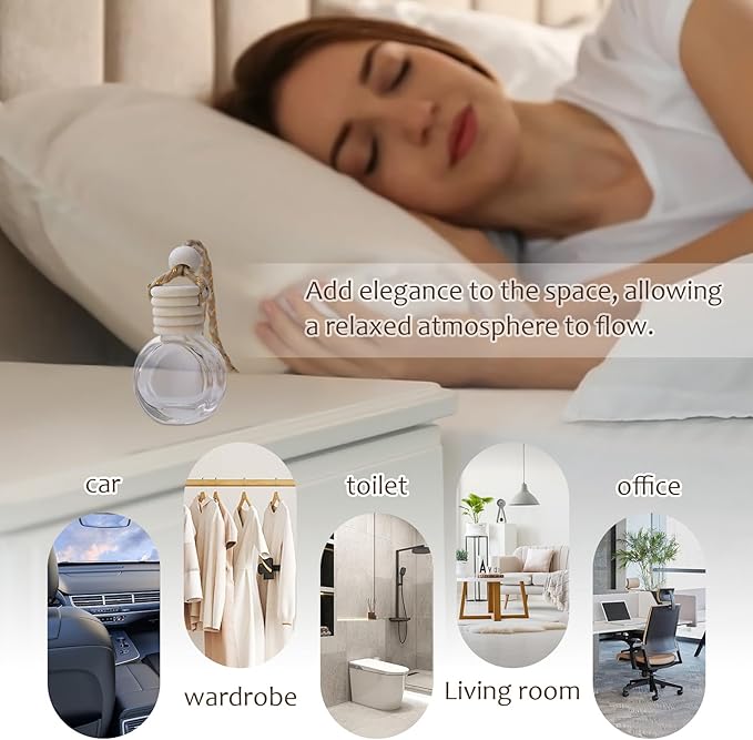 60Pcs Hanging Car Air Freshener Diffuser, 10ml Empty Glass Essential Pendant Bottles, Automotive Oil Aromatherapy Fragrance Perfume Containers - Bloomnest