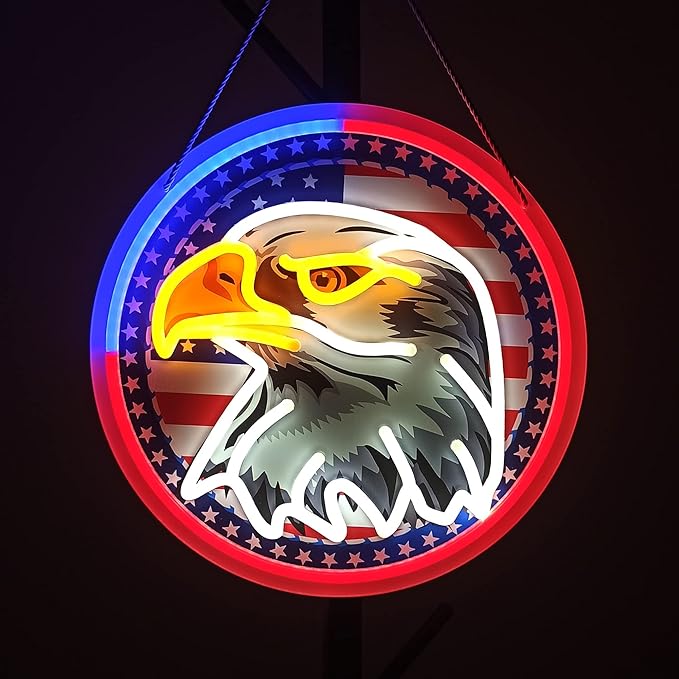 ASIUXIRS_13x13 inch Bald Eagle Neon Sign Art Wall Lights for Beer Bar Club Bedroom Hotel Pub Cafe Wedding Birthday Party Gifts - Bloomnest