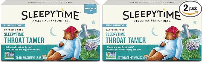 Celestial Seasonings Wellness Tea, Sleepytime Throat Tamer, 20 Count Box (Pack of 2) - Bloomnest