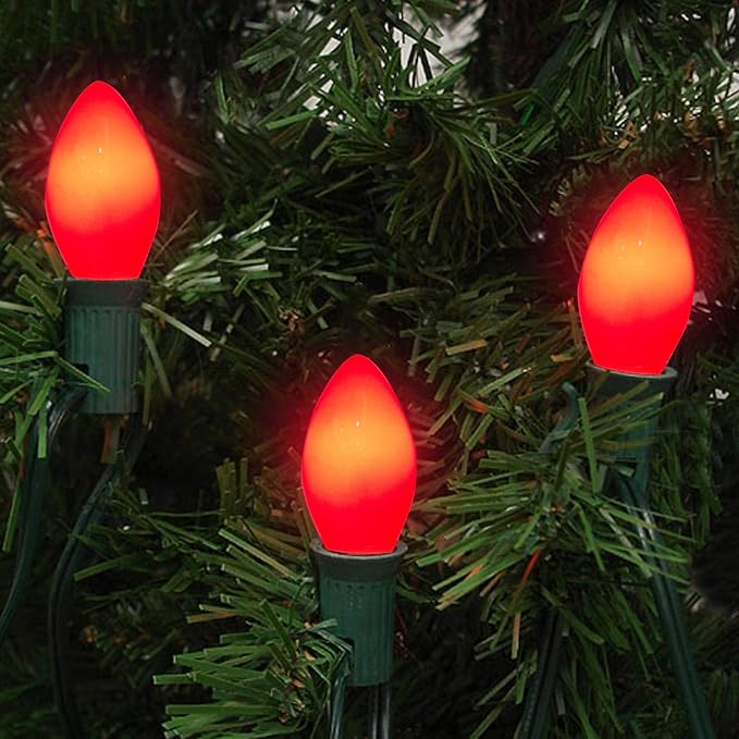 C7 Christmas Light Bulbs, 25 Pack C7 Red Replacement Bulbs 0.6W Night Light Bulbs Vintage LED Replacement Bulbs, C7/E12 Candelabra Base, 0.6 Watt - Bloomnest