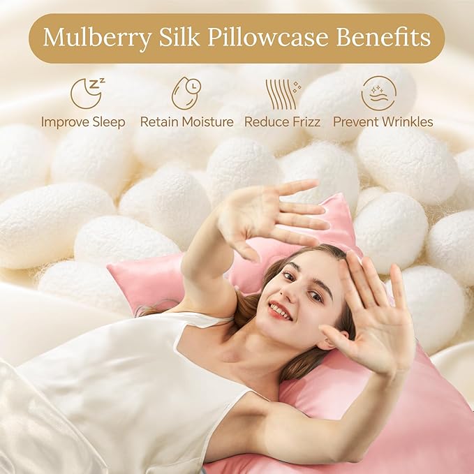 INFIIXSO Mulberry Silk Pillow Case King Size, Silk Pillowcase with Hidden Zipper 20"x36", Extraordinary Smooth and Soft Pillow Cases for Hair and Skin(Blush Pink, 1 Pack) - Bloomnest