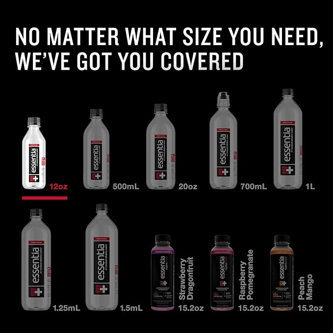 Essentia Water LLC; Ionized Alkaline Bottled Water; 99.9% Pure; 9.5 pH or Higher; Consistent Quality in Every BPA and Phthalate-Free Bottle; 12 Fl Oz (Pack of 12) - Bloomnest