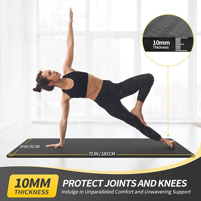 CAMBIVO Yoga Mat for Women Men Kids, 1/3 & 1/4 & 2/5 Inch Extra Thick Yoga Mat Non Slip, 72" x 24" TPE Yoga Mats, Workout Mat with Carrying Strap for Yoga, Pilates and Floor Exercises - Bloomnest