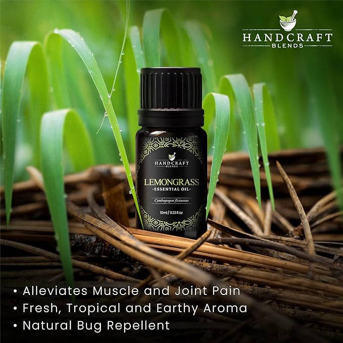 Handcraft Blends Lemongrass Essential Oil – 0.33 Fl Oz – Pack of 2 – 100% Pure and Natural – Premium Grade Essential Oil for Diffuser and Aromatherapy, Skin, Massage, Candle and Soap Making Fragrance - Bloomnest