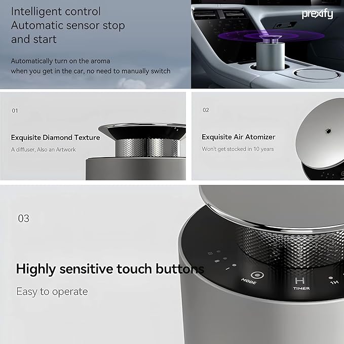 Smart Car Aroma Diffuser ‐ USB Rechargeable, 3 Intensity Modes, Long-Lasting Aroma, Travel Friendly - Bloomnest