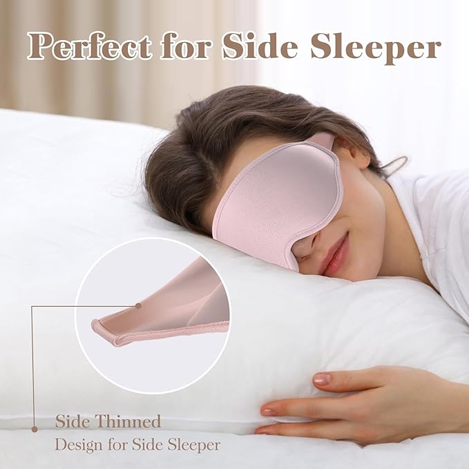 3D Cooling Eye Mask Sleep Mask for Men & Women, 100% Pressure-Free & Light Block-Out Eye Mask for Sleep with Easy Adjustable Strap, Night Eye Cover for Travel, Pink - Bloomnest