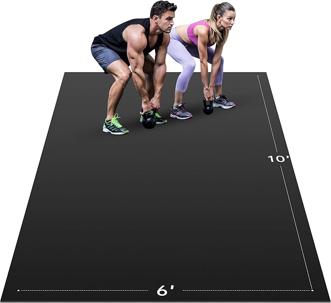 Extra Large Exercise Mat, 10’ x 6'/ 8’ x 6’/ 7’ x 5’/ 6’ x 4’- 7MM Thick Workout Mat for Home Gym, High-Density Gym Mat for Home Gym Floor, Non Slip Large Yoga Mat