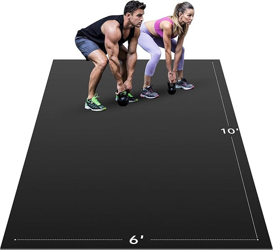 Extra Large Exercise Mat, 10’ x 6'/ 8’ x 6’/ 7’ x 5’/ 6’ x 4’- 7MM Thick Workout Mat for Home Gym, High-Density Gym Mat for Home Gym Floor, Non Slip Large Yoga Mat