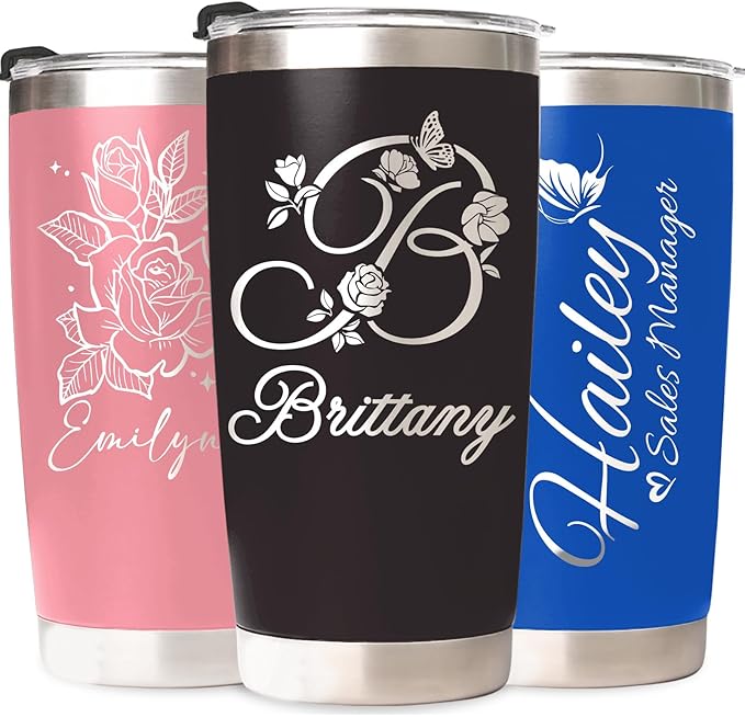 Personalized Tumbler Custom Coffee Tumbler Laser Engrave with Name 20 Oz Stainless Steel Travel Tumbler Cup Mug Personalized Gifts for Birthday Christmas Anniversary for Men Women Kids - Bloomnest