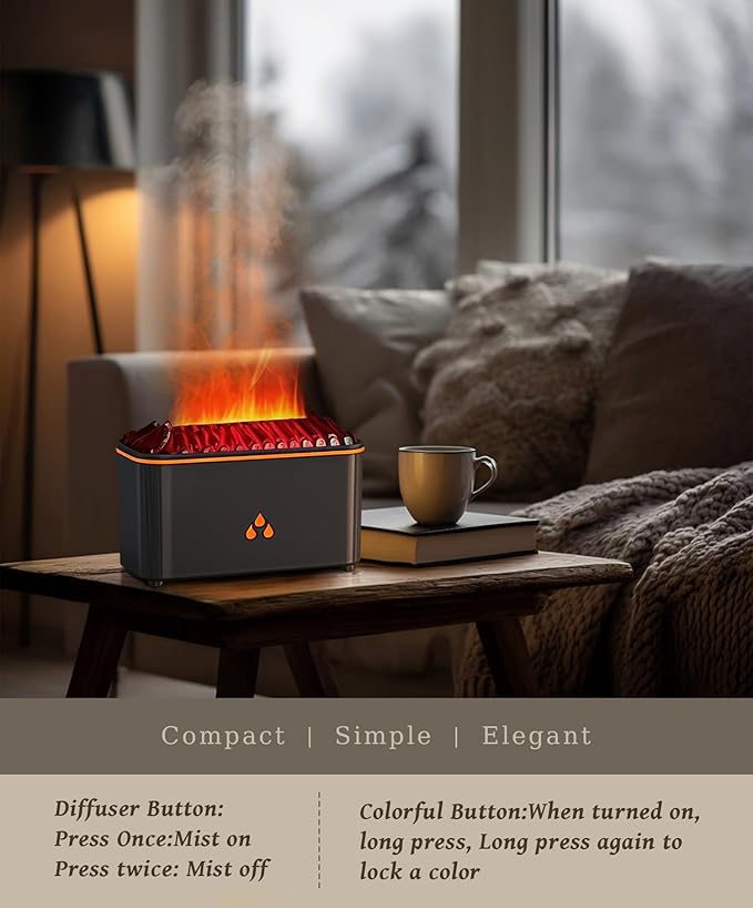 Essential Oil Diffuser, Flame Air Aromatherapy Diffuser, 7 Color Changing Light, Aromatherapy Humidifier with Auto Shut-Off for Home, Bedroom, Yoga, Spa(White) - Bloomnest