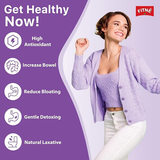 FITNÈ Black Currant Herbal Green Tea Fruity Garcinia Senna Infusion Gentle Detox Cleansing Boost Antioxidant Wellness Tea No Calories, 15 Tea Bags