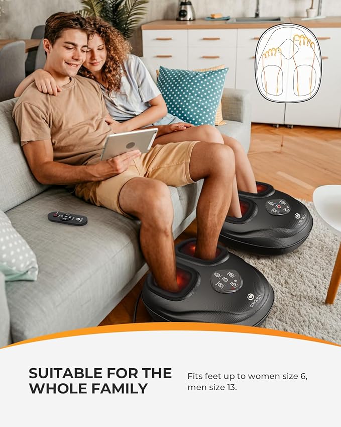 CooCoCo 2025 Upgrade Shiatsu Foot Massager with Heat, FSA Eligible Feet Massager for Plantar Fasciitis & Neuropathy, Foot Warmer with Kneading, Rolling, Compression, Remote Control - Bloomnest